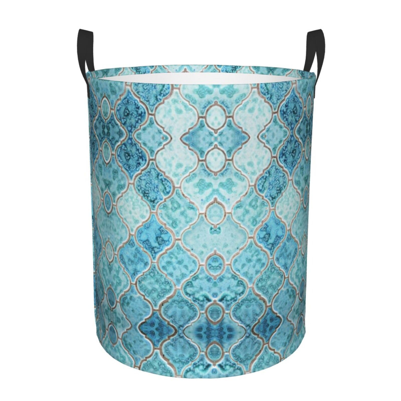Laundry Hamper Turquoise Laundry Basket Waterproof Personality Fashion Hampers for Laundry Large Collapsible Laundry Basket Storage Basket for Dorm and Home