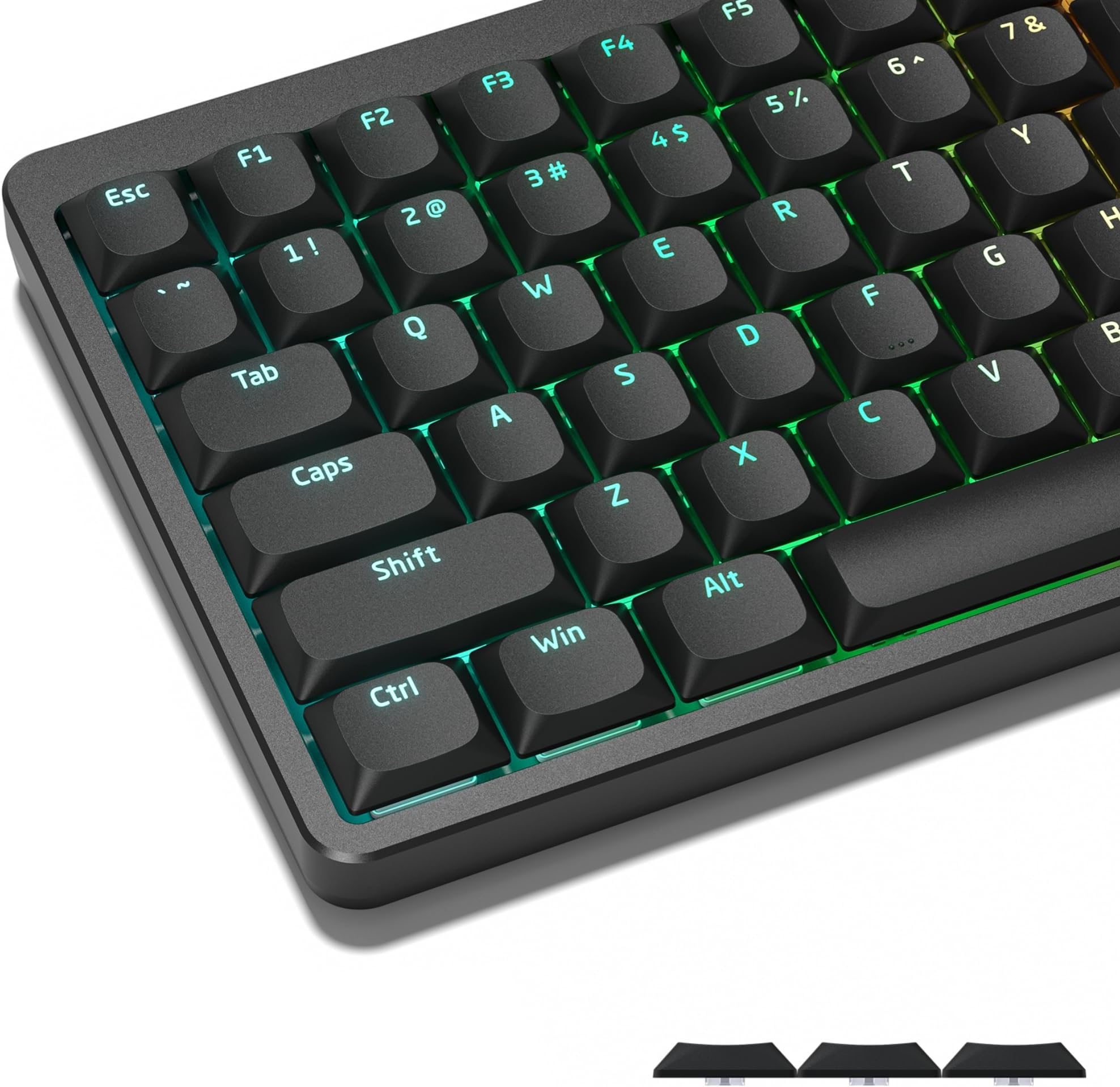 Low Profile Keycaps for Mechanical Keyboard, Black Shine Through Keycaps, PBT Keyboard Key caps 60% 65% 75% 96% 100% for Cherry Gateron MX Switches, Black Backlight
