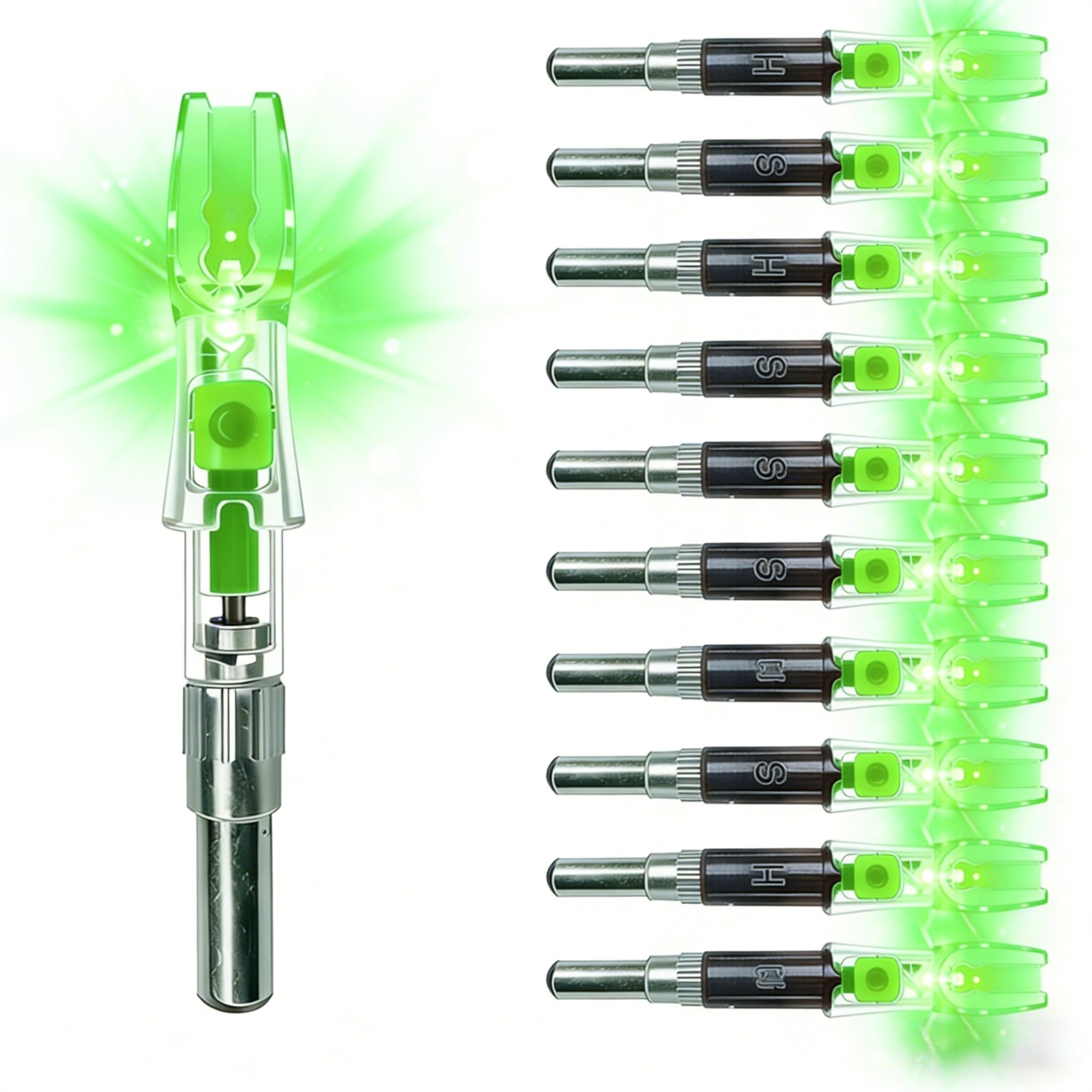 12 Pack 5.2mm/.204 Lighted Nocks for Arrows with ID .233 .244 .246 H S GT Bushings, Auto LED Arrow Nocks for Compound Recurve Bow, High Visibility Impact Resistant Archery Hunting Gifts for Men