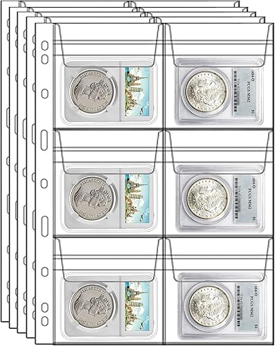 Vista 13 de Proveedores de colección de monedas de 240 bolsillos, 20 hojas de 12 bolsillos para coleccionistas, páginas de bolsillo para monedas, fundas
