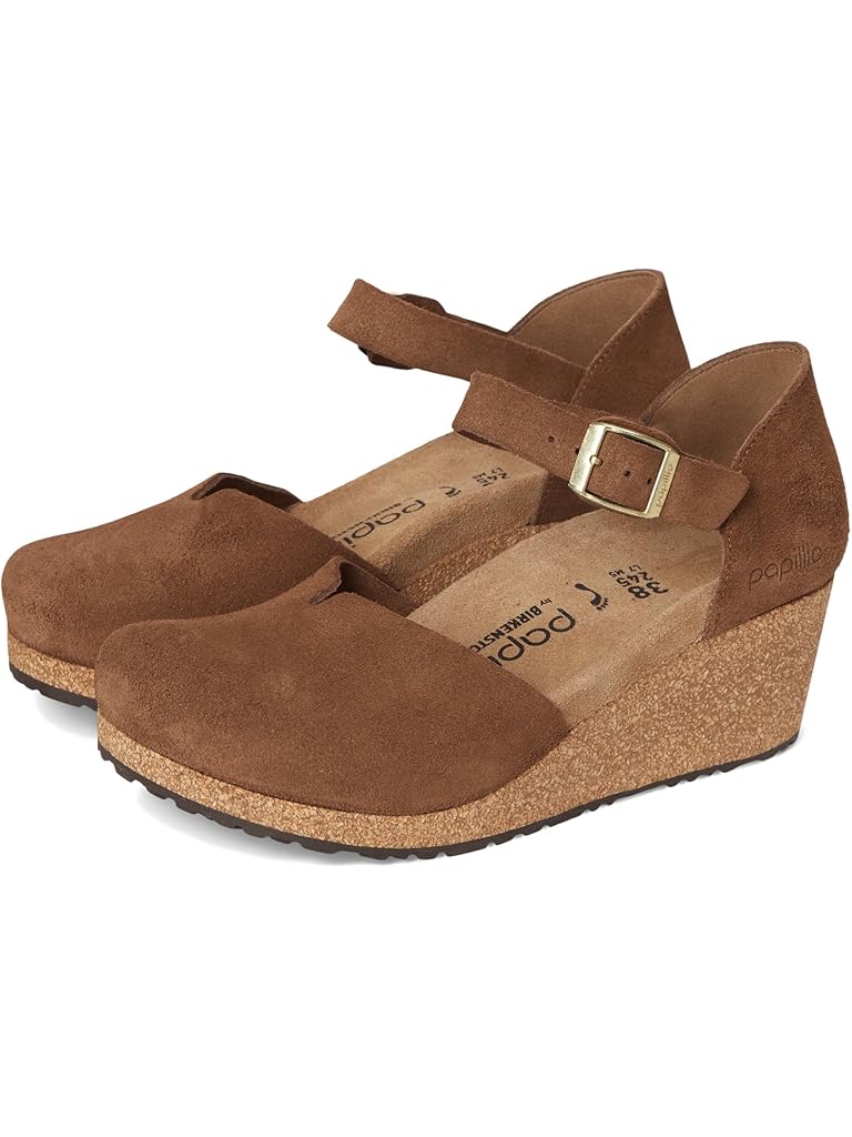 Beige Birkenstock Papillio by Birkenstock Mary Wedge Sandal - Suede