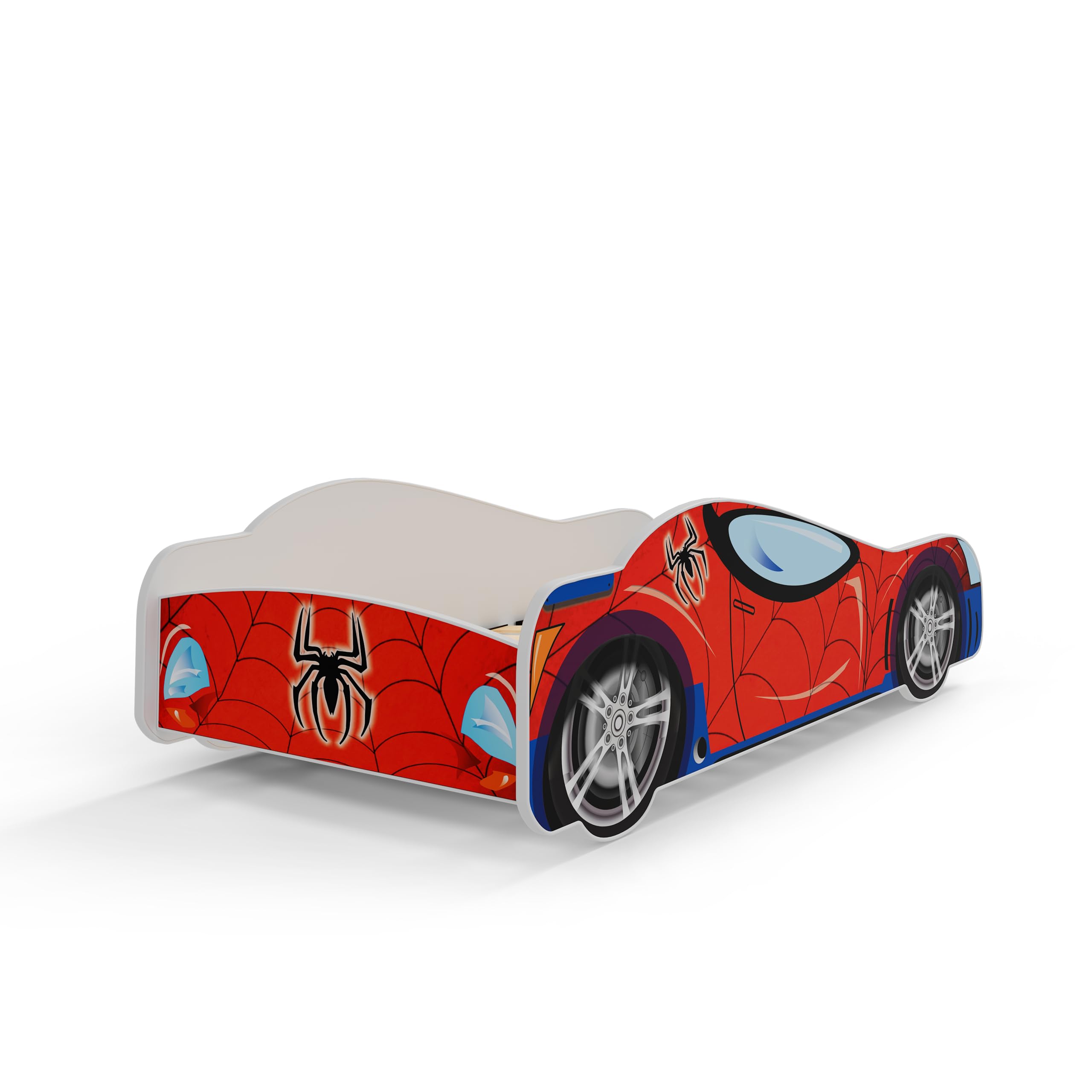 KOBI Letto per bambini SPIDERCAR 160x80, multicolore, motivo spiderman, supereroe, letto per cameretta, per ragazzi