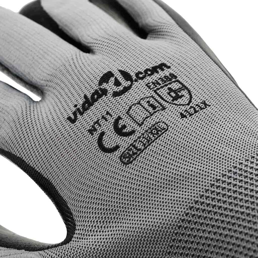 Lot de 24 gants de travail en polyester gris et noir 11/XXL pour l'intérieur et l'extérieur