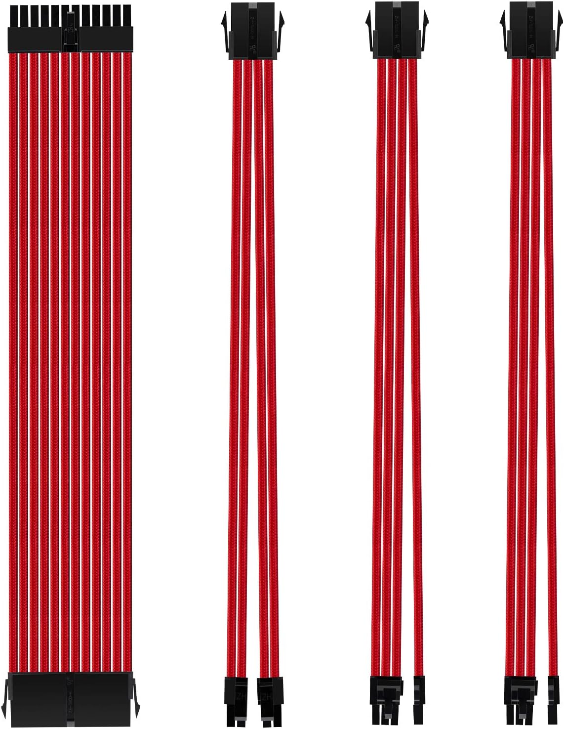 Motusamare Sleeved Cables PSU Extension Cable Kit，UL1015 18AWG White Braided Sleeved 24-Pin 6+2Pin 4+4-Pin with Combs for ATX EPS PCI-E Power Supply 30CM (Black) : Electronics