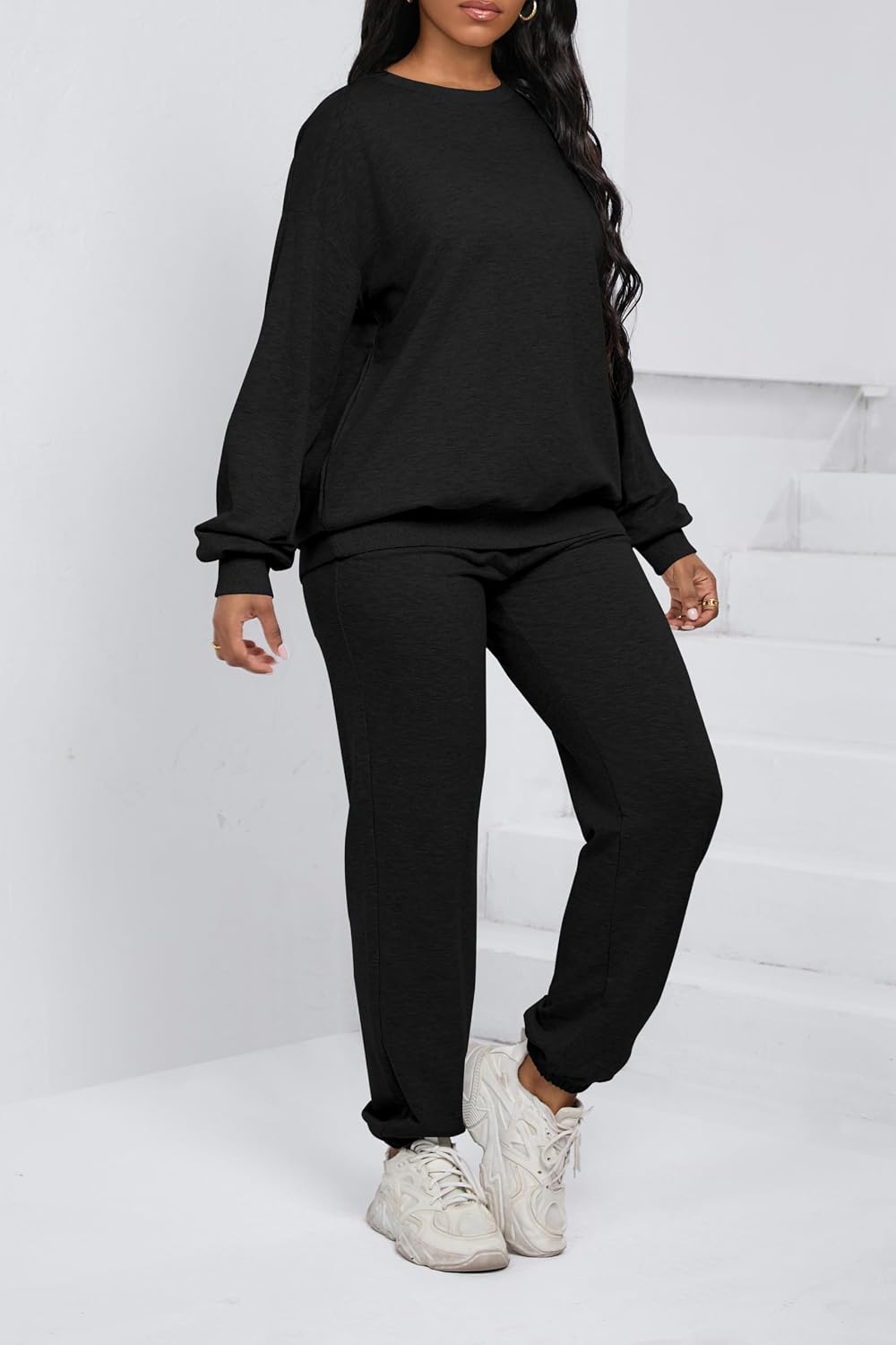 Nimsruc Two Piece Outfits For Women Sweatsuits Sets Casual Long Sleeve Pullover Pocket Jogging Suits Matching Clothing