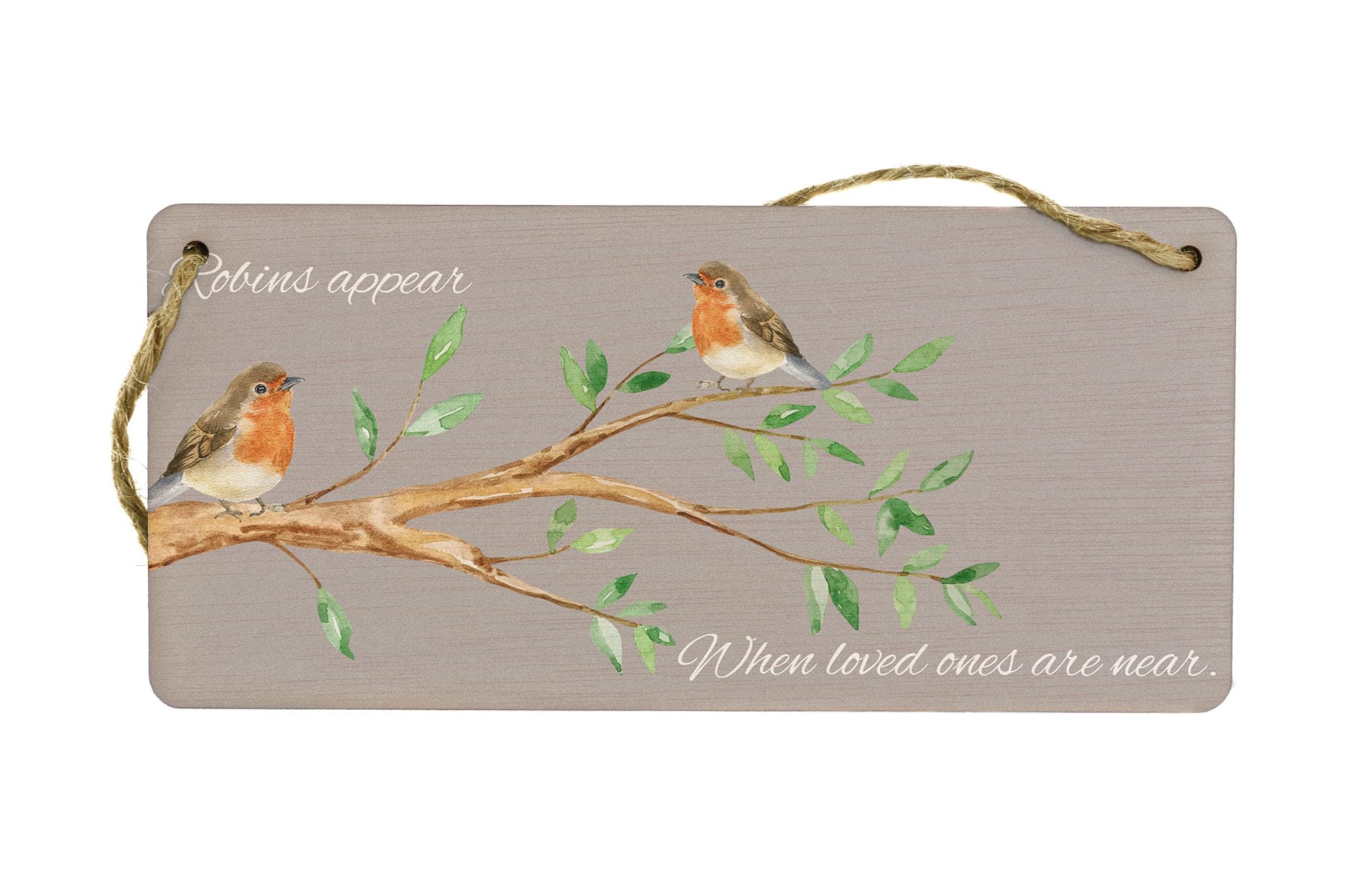 'Robins Appear When Loved Ones Are Near' Plywood Hanging Sign - Idea for Friends & Family (smlsgn-ds23-robins) - Image 2