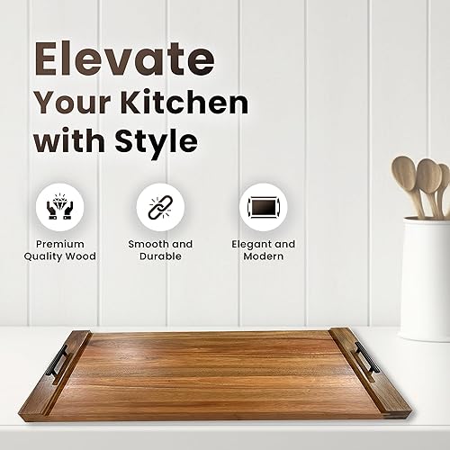 Miniatura 7 de Cubierta para estufa de fideos con asas, cubierta de estufa de madera de acacia  30.25 pulgadas de largo x 21.75 pulgadas de ancho  Decoración