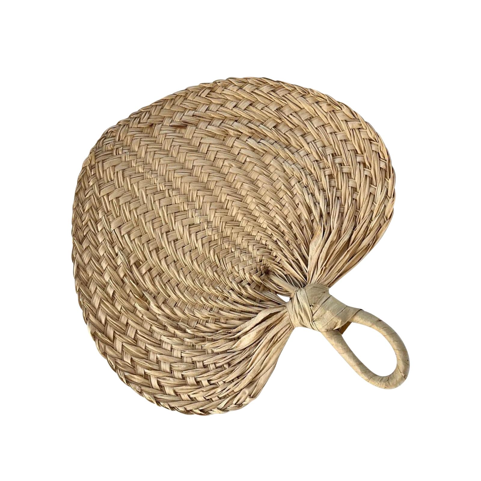 Éventail en paille tressée beige pour décoration mariage rustique et style bohème