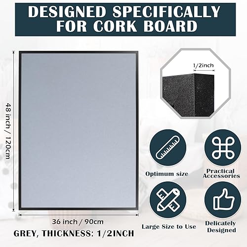 Miniatura 2 de Teling Tablón de anuncios enmarcado de 48 x 36 pulgadas, tableros de corcho para montar en la pared, tablero de imágenes de corcho para el pulgar