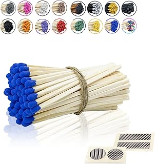 3” Inch Long Wooden Refill Matchsticks with Strike Stickers - Safety Matches Wholesale Bulk Loose by Chandler Studio (Blue, 100 Pieces)