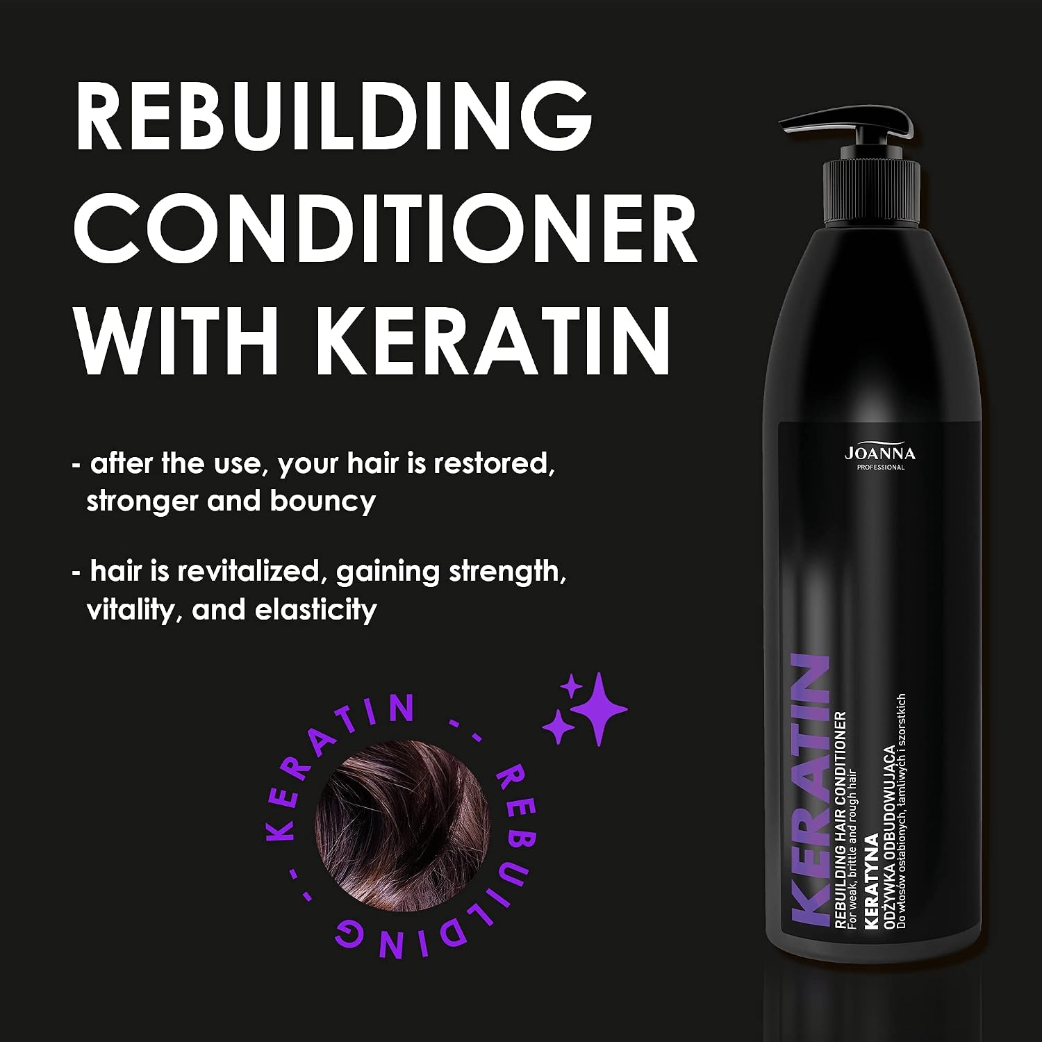 Joanna Professional Keratin Conditioner, Conditioner with Keratin for Brittle Hair - Image 5