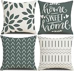 Jeter des couvertures d'oreiller 18x18 Couvertures d'oreillers de pouce 18x18,Couvertures d'oreillers Squar 4 Boho moderne ferme neutre oreillers décoratifs étui de coussin en lin pour canapé, lit, décoration maison