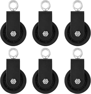 SEUNMUK 6 Pack Cable Pulley 360 Degree Rotation Traction Wheel, Wheel Diameter 3.54 in/90 mm, Pulley System Cable Pulley Traction Wheel for DIY Gym, Load 440 lb