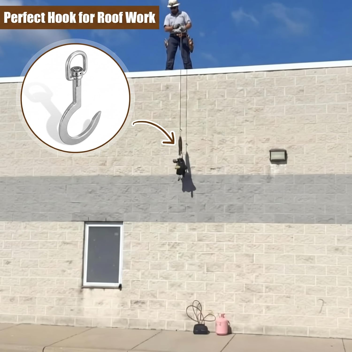 Duraaamo Swivel Anchor Hook for HVAC Roof Work 750 Lb, 6.5 Inch, Silver