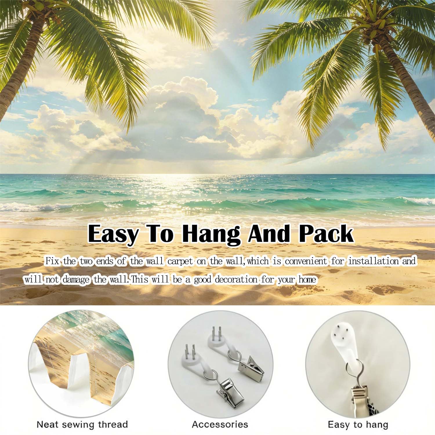 Arazzo da Parete Grande 300x260 cm Spiaggia Tropicale 3D Telo da Parete