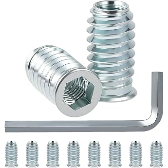 Screw-in Nut M6 x 20 mm Threaded Insert Wood Pack of 60 Screw Nuts Thread Inserts M6 Galvanised Screw-In Sleeve Screw-In Thread Nuts for Wooden Furniture