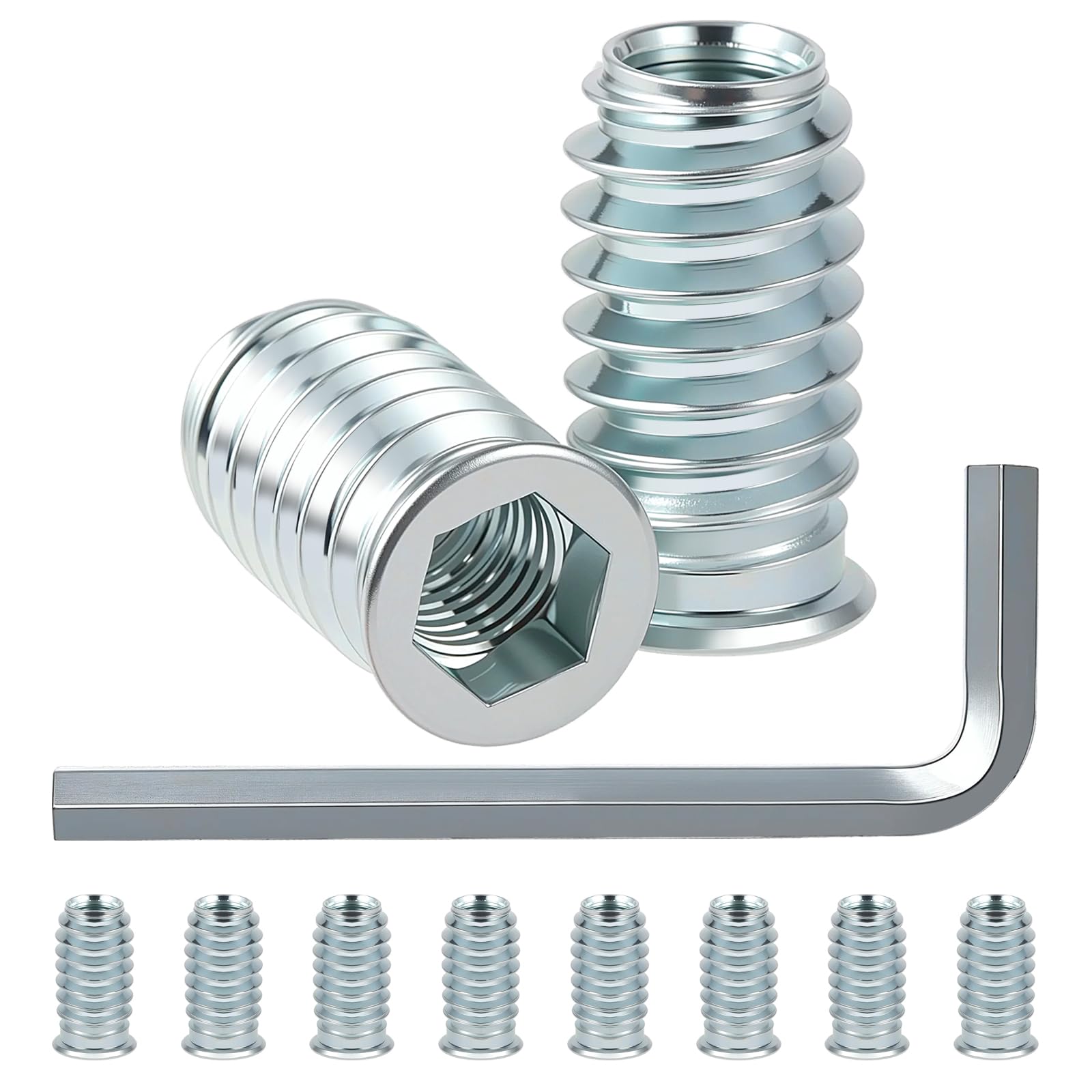 Einschraubmutter M10x20mm Einschraubmuffen Gewindeeinsatz Holz 25 Stück Einschraubmuttern Gewindeeinsätze M10 Verzinkter Einschraubhülse Einschraubgewinde Muttern für Holzmöbel