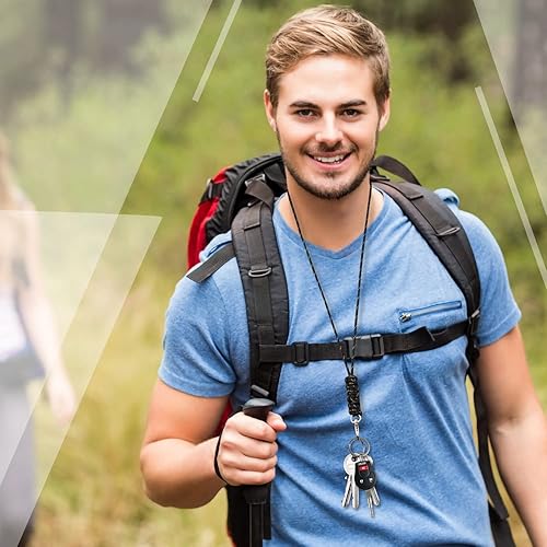 Miniatura 6 de LIUGX Cordón trenzado de paracaídas para soporte de tarjeta de identificación, longitud ajustable, llavero resistente con clip de metal para llavero