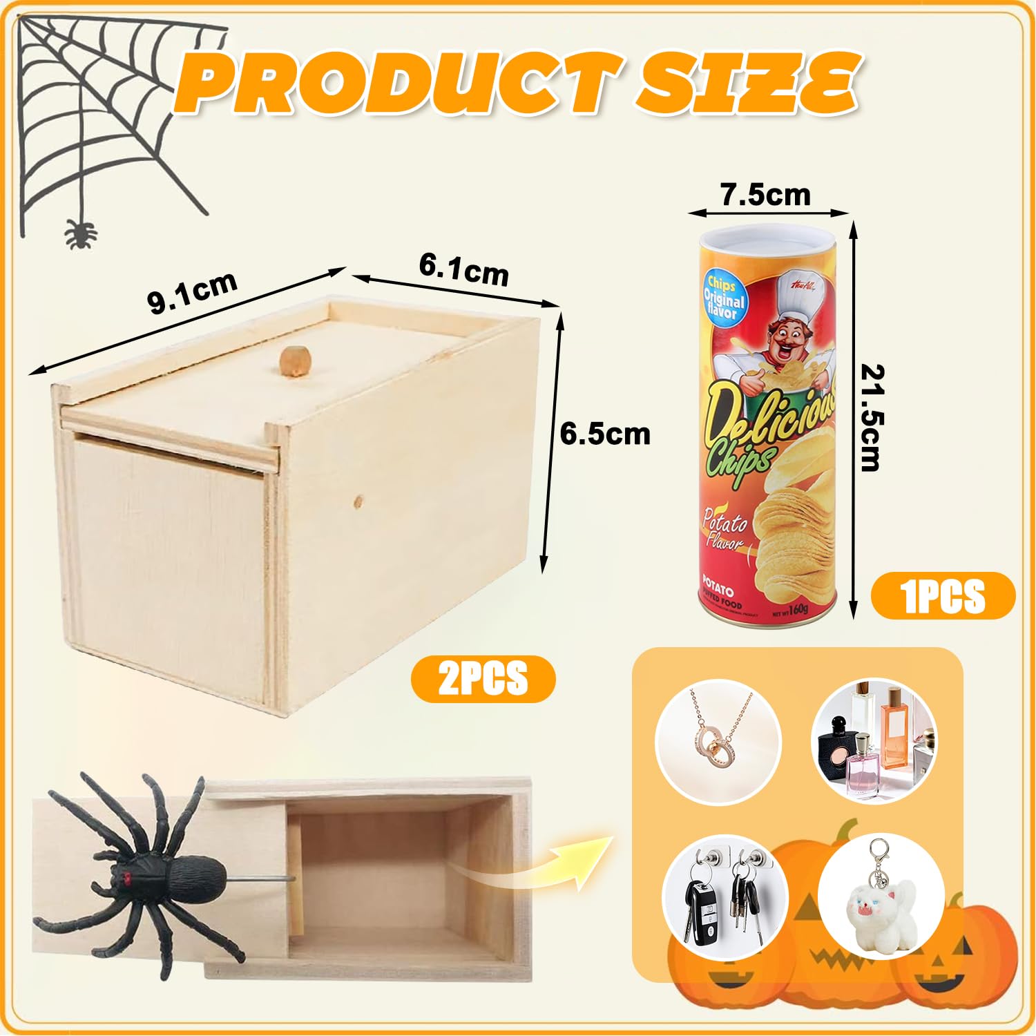 Scatola Scherzo Ragno, 2 Pezzi Spider Box Prank, 1 Pezzi Primavera Serpente Giocattolo, Scherzo Ragno, Lattine di Patatine Scherzi, Scatole di Scherzi a Sorpresa per Halloween e Pesce d'aprile