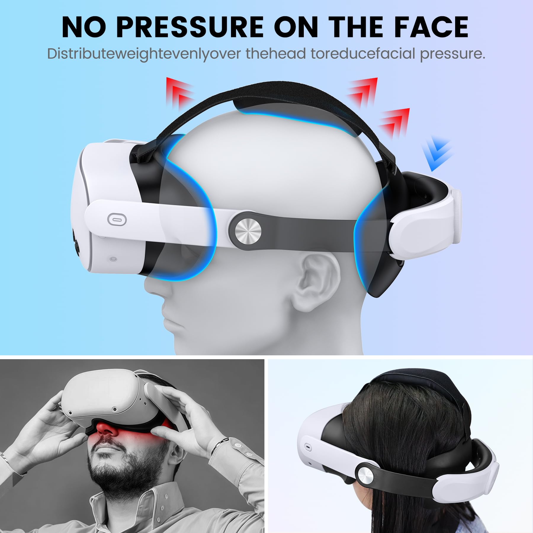 Headstrap für Meta Quest 3S/Quest 3/Quest 2, verstellbares Ersatz-Kopfband für Elite-Kopfband, VR-Headset-Gurt für verbesserten Halt und Komfort für VR-Konsolen, Meta Quest 3s zubehör