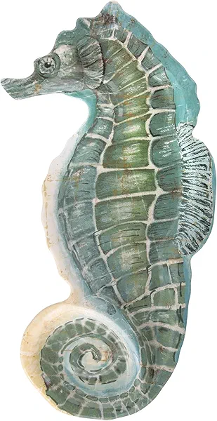 UPware Seahorse Shaped Melamine Serving Platter, Coastal Beach Party Tray, Nautical Ocean Design, for Snacks, Appetizers, and Desserts, Teal, 19 x 9.75 Inch