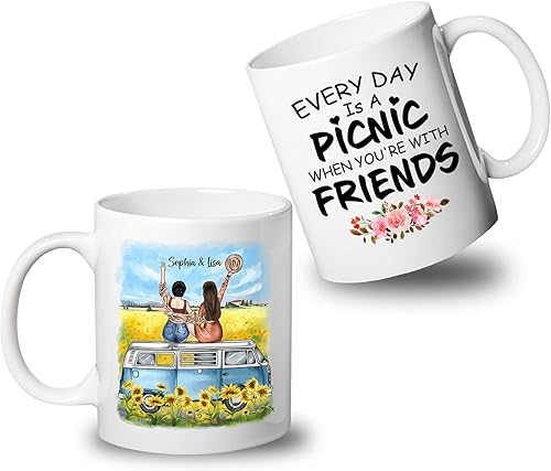 Vista 36 de Taza de café blanca de 2 mejores amigos, 11 onzas, 15 onzas, taza de amistad personalizada para mujeres, mejor amiga, mejor amiga, hermana, hermana