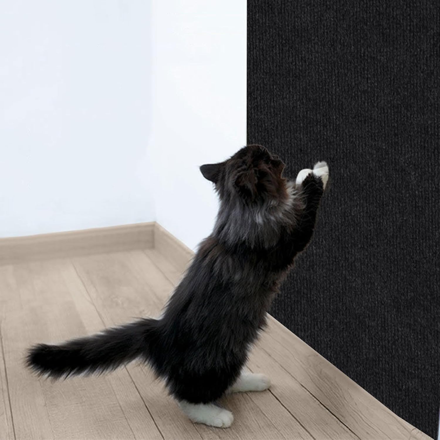 review DIY Climbing Cat Scratcher Mat, Trimmable SelfAdhesive Cat Wall Scratcher,40x16 Inch Protector Board for Couch Furniture Wall Corner Cat Tree Post Carpet Shelf Shelves (Black)