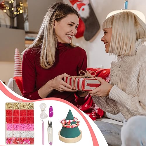 Miniatura 6 de MIIIM Kit de pulsera de cuentas de arcilla roja, cuentas Heishi, dijes de arcilla y cuentas espaciadoras doradas para hacer joyas, kit de cuentas de