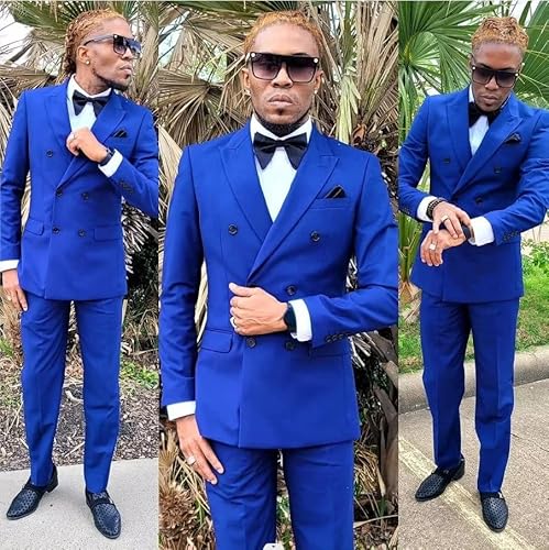 Men's Slim Fit 2 Pieces Suit Groom Tuxedos Double-Breasted Blazer Formal Business Suits Beige S #TOP1