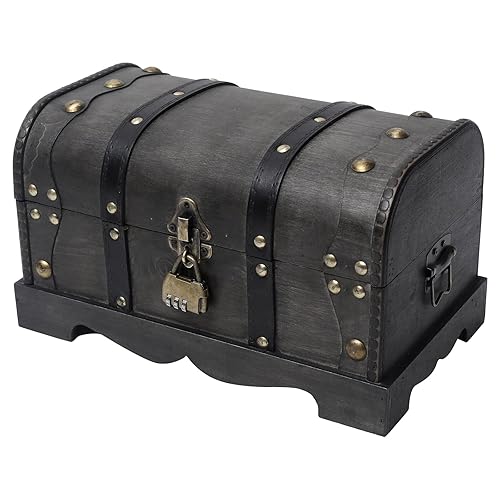 Vintage Wooden Treasure Chest Box with Lock – 12.2"x7.1"x7.1" Decorative