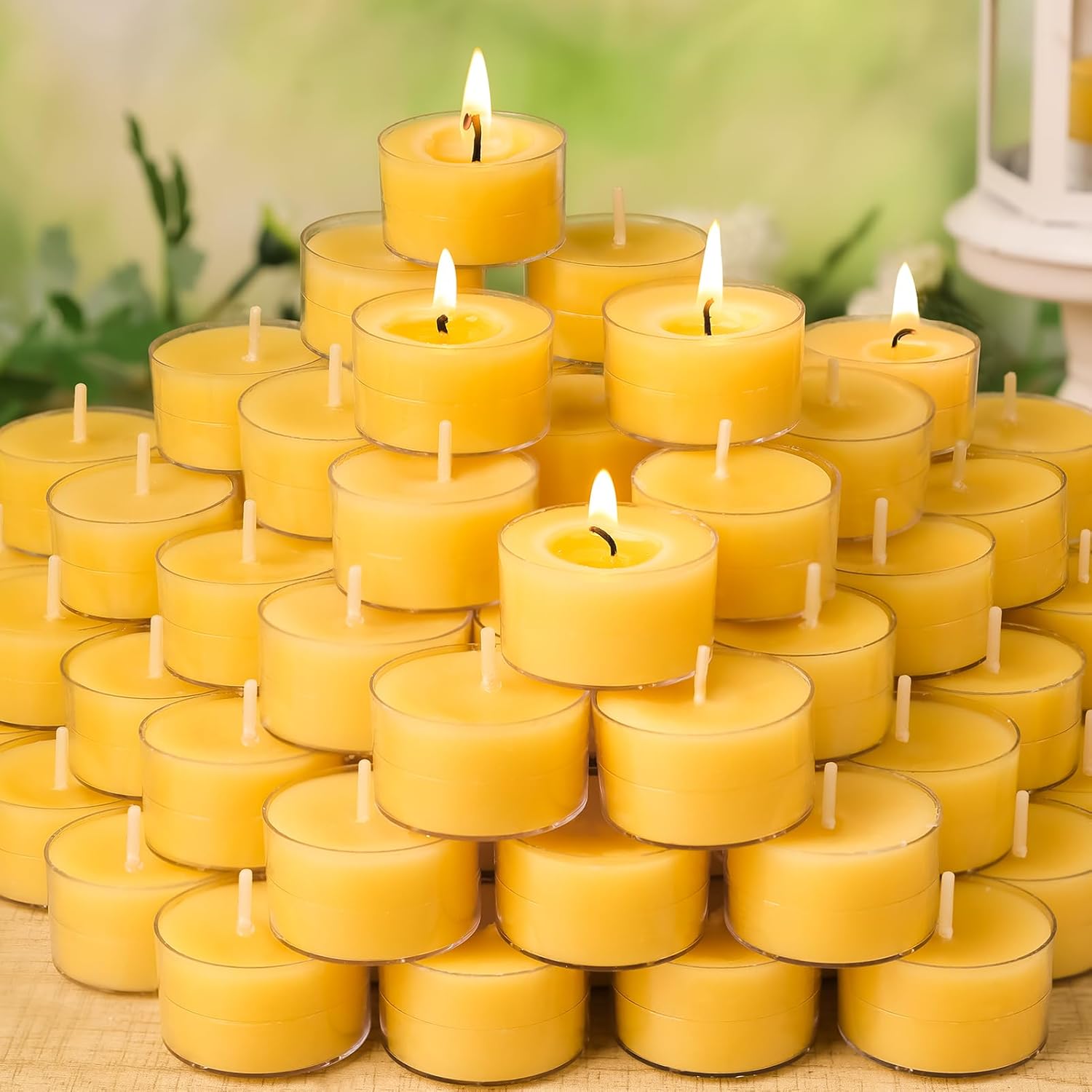 40 Packs Beeswax Tealight Candles Bulk,6 Hours 100% Pure Beeswax Tea Lights Candle in Clear Cup,Natural Scent Bees Wax Candles Small Smokeless Clean Burning Perfect for Wedding Church Home Decor
