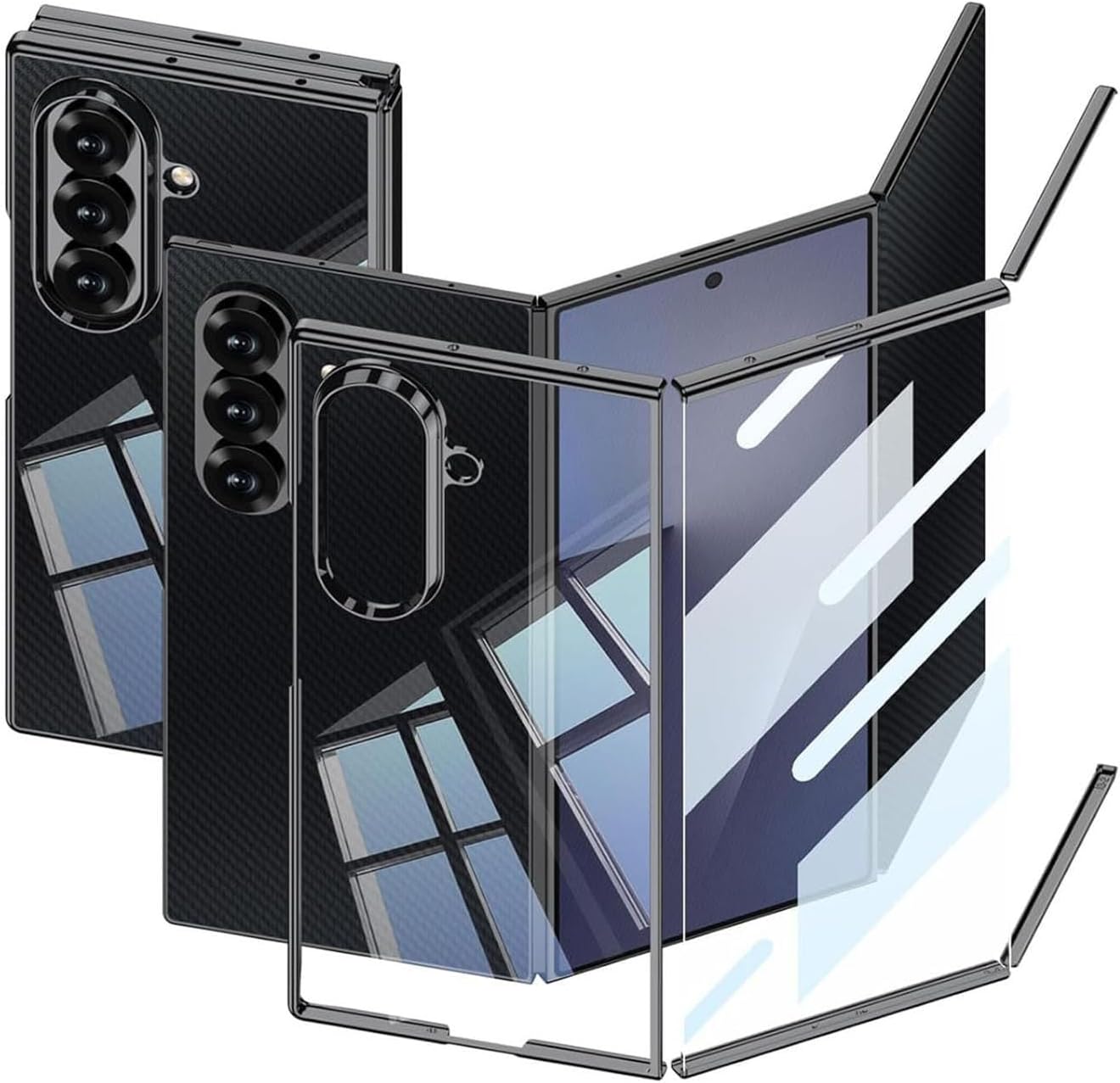 Transparent Case for Samsung Galaxy Z Trifold, Built-in Screen Protector & Electroplated Edge, Slim Shockproof Protective Cover(Gold)