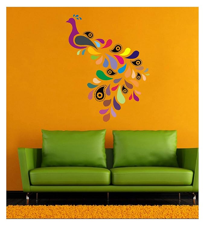 YMS Peacock Wallart Reusable DIY Wall Stencils for Home Wall Decor (PVC