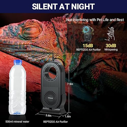 Miniatura 3 de REPTI ZOO Purificador de aire de terrario de vidrio para reptiles, filtro de carbono, deshumidificador de reptiles, con sincronización para dragón
