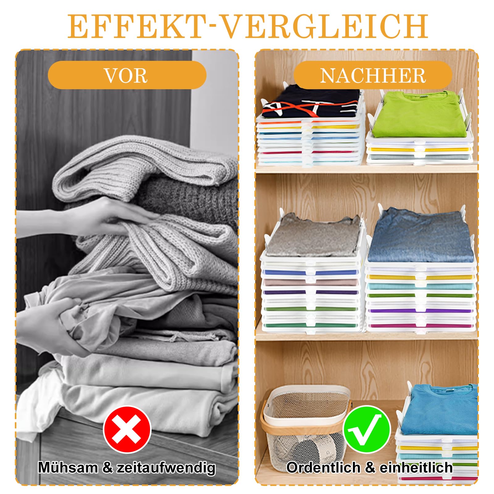 BoxLegend T-Shirt Organizer Stapelbar, Closet Organizer, Erwachsene und Kinder Kleiderschrank Organizer Stapelbar für T Shirt Hemden,20 Stück