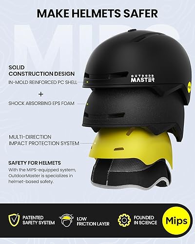 Miniatura 2 de OutdoorMaster MIPS - Casco de esquí, casco de snowboard para hombres, mujeres y jóvenes, casco de nieve con 8 rejillas de ventilación ajustables,