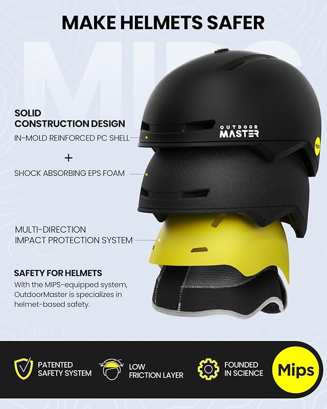 OutdoorMaster MIPS Sísisak Snowboard Sisak M-es, Férfiaknak Nőknek Szellőzéssel