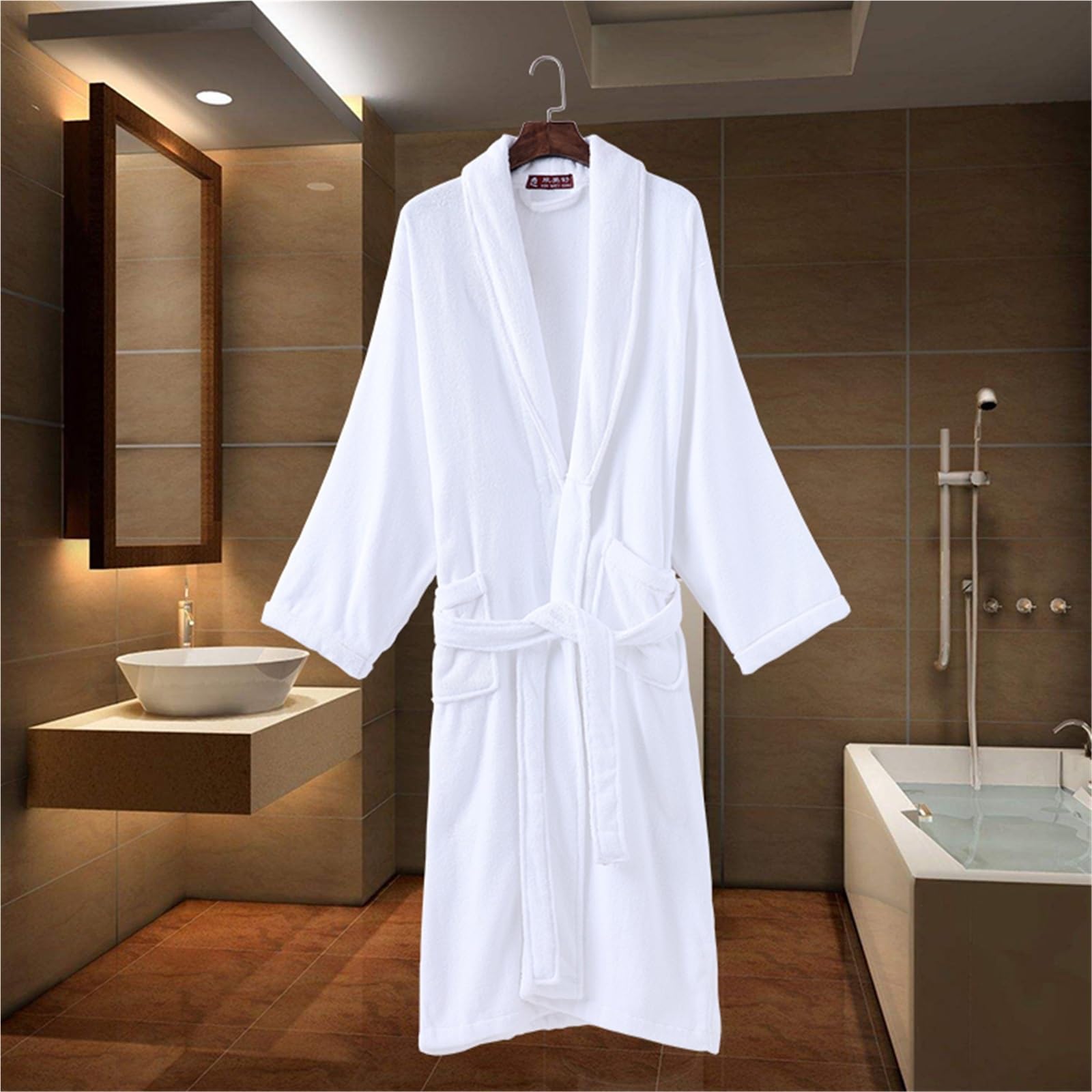 Albornoz Mujer Rizo Bata de baño gruesa for hombre, ropa dormir otoño e invierno, cálida, coral, holgada, informal, for estar en casa