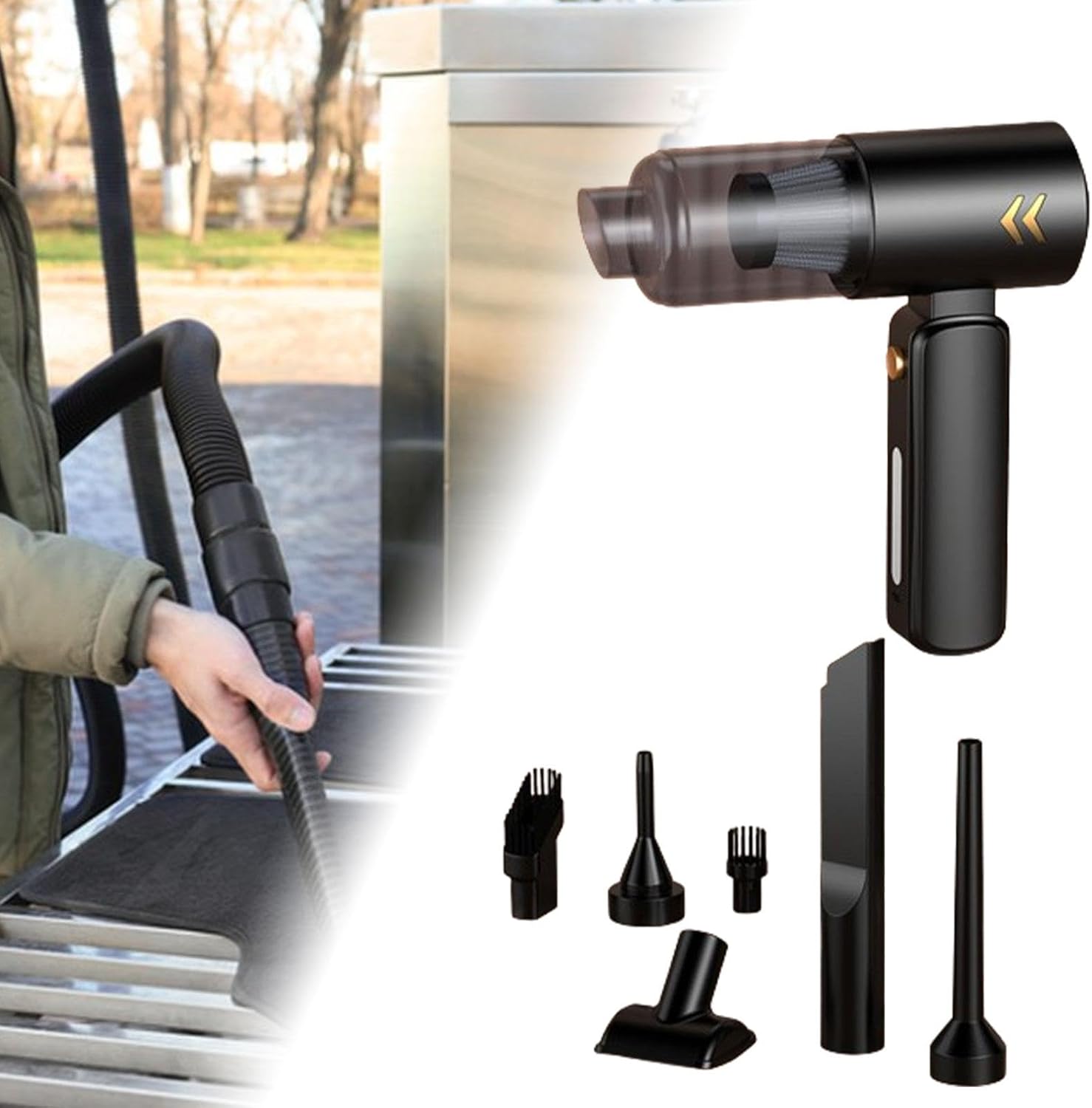 Car Handheld Vacuum Cleaner Keyboard Vacuum Cleaner, 8000PA,Vacuum Cordless Cleaner Hand Vacuum for Home Car Pet Hair, Black Golden, 20.5cmX18.5cm