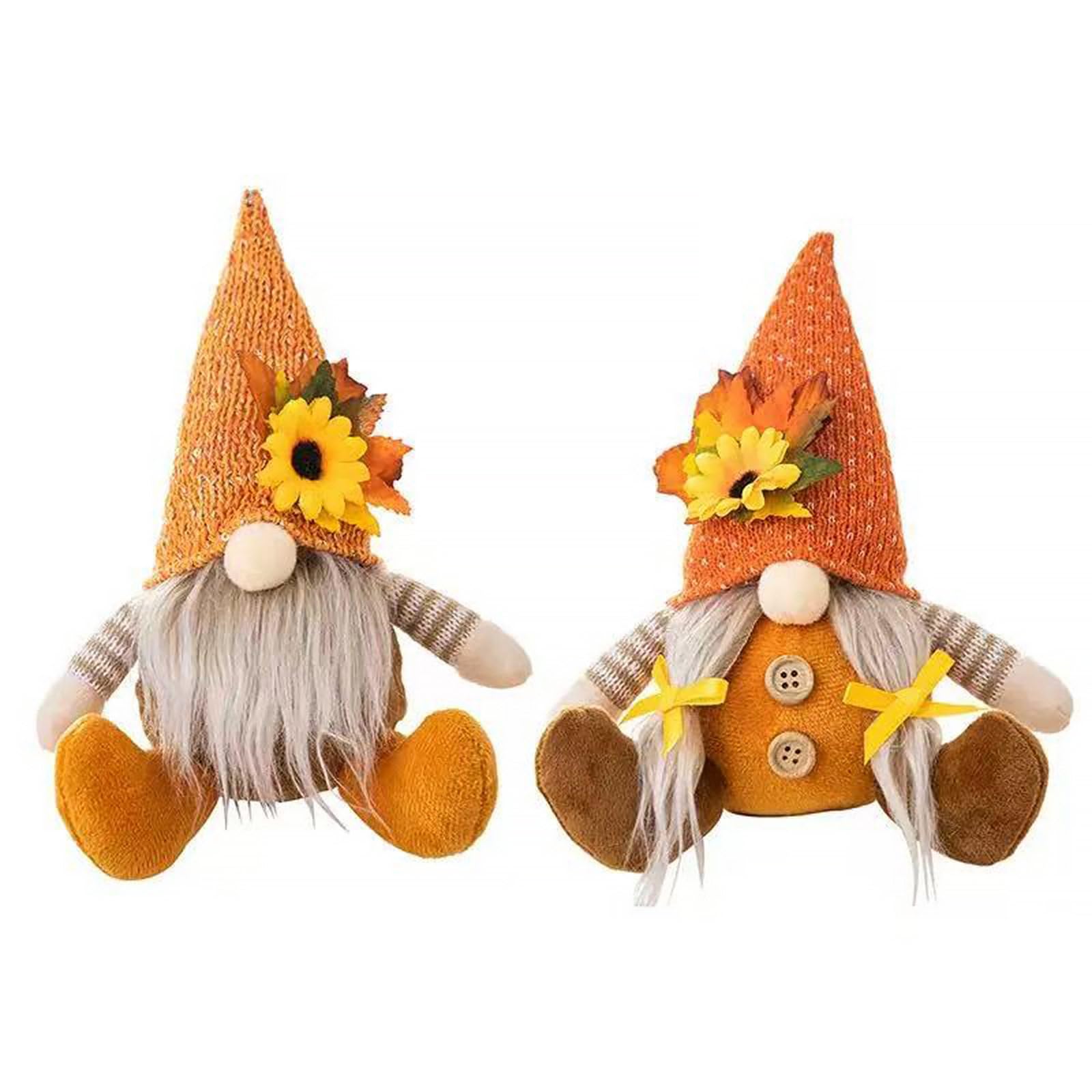 carotoe 1Pair Autumn Harvest Festival Gnomes Dolls Polyester Dwarf Figurines for Home Decoration Tabletop Ornament Gnomes Dolls Decoration