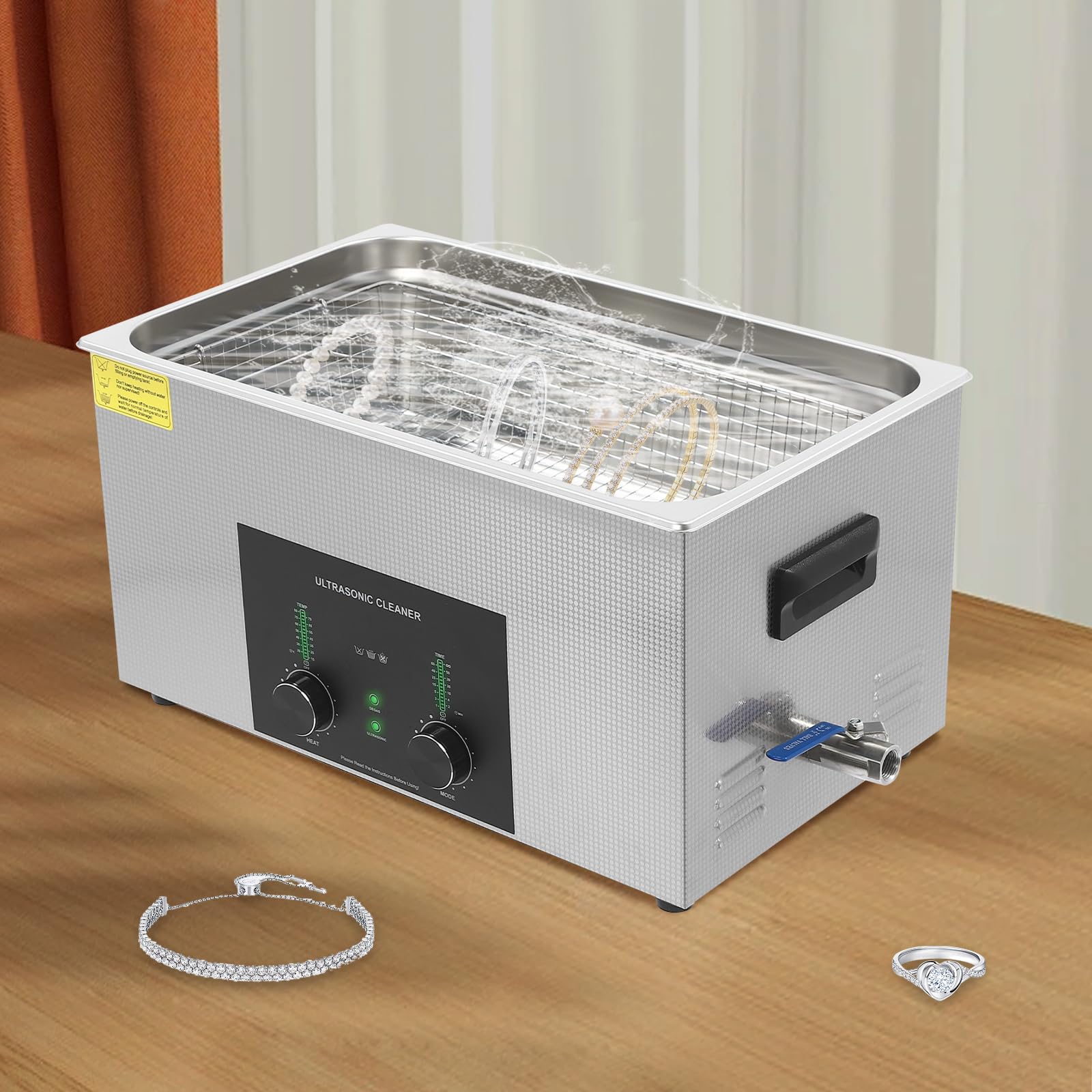 Ultrasonic Professional Cleaner, 5.81Gal Jewelry Cleaning Machine with Timer and Heater, 480W Stainless Steel Ultrasonic Cleaner for Jewelry Eyeglasses Dentures Hardware Parts