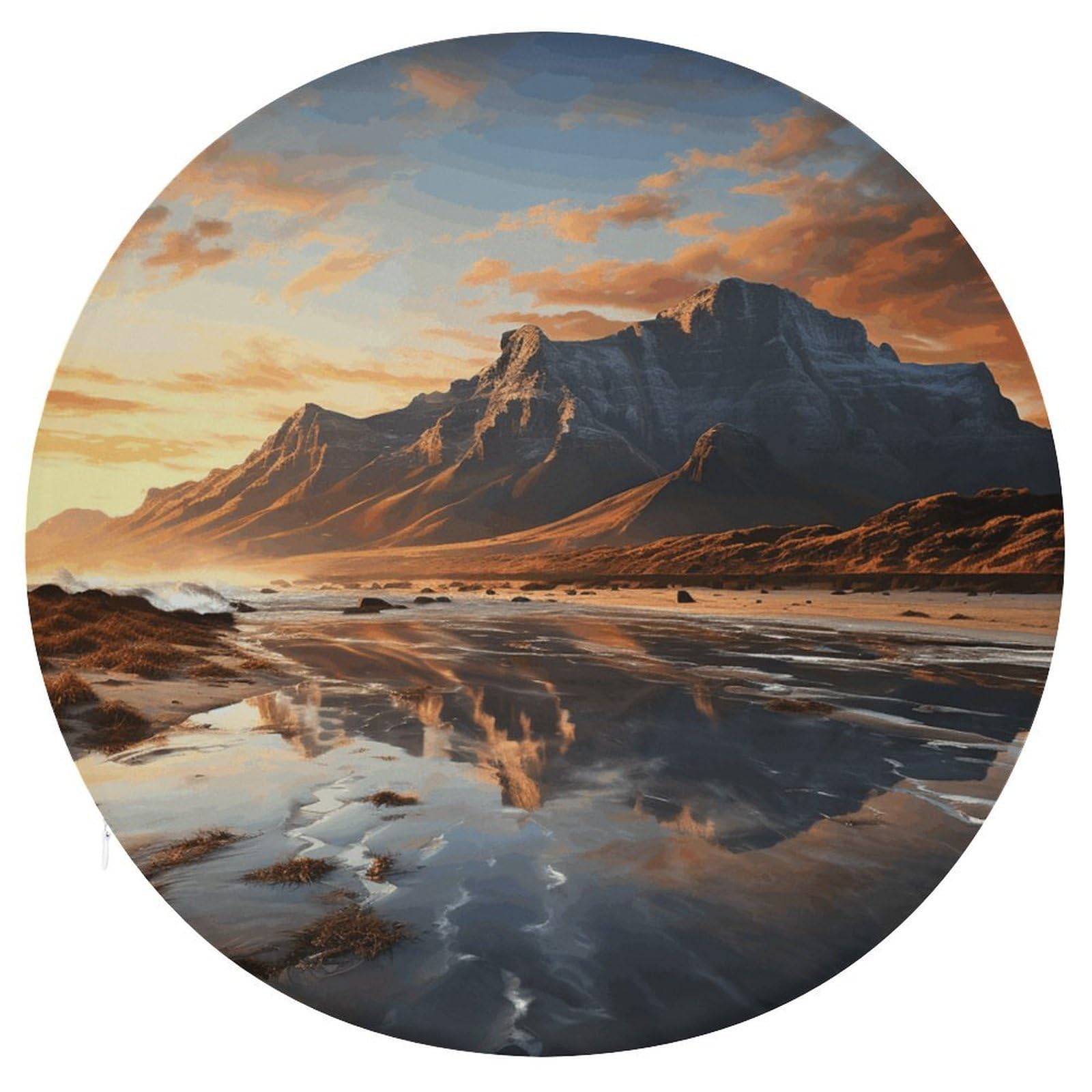 Wsoihfec Style Mountain At Sunrise Seat Cushion Round Chair Pad