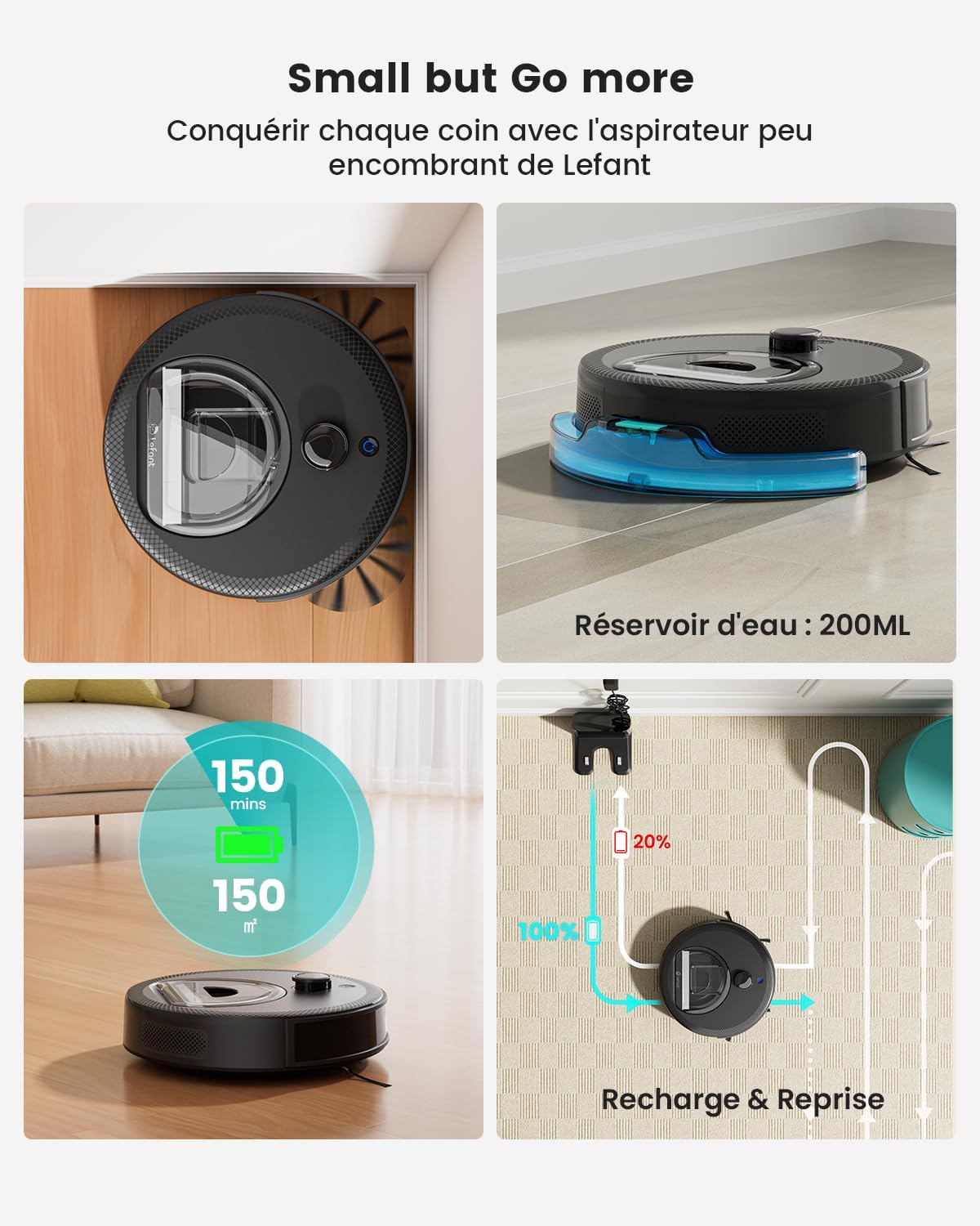 Lefant Saugroboter mit Wischfunktion M1, Staubsauger Roboter mit Wischfunktion Lasernavigation, Roboterstaubsauger mit APP Steuerung, Saug und Wischroboter Ideal für Tierhaare, Teppiche, Hartböden