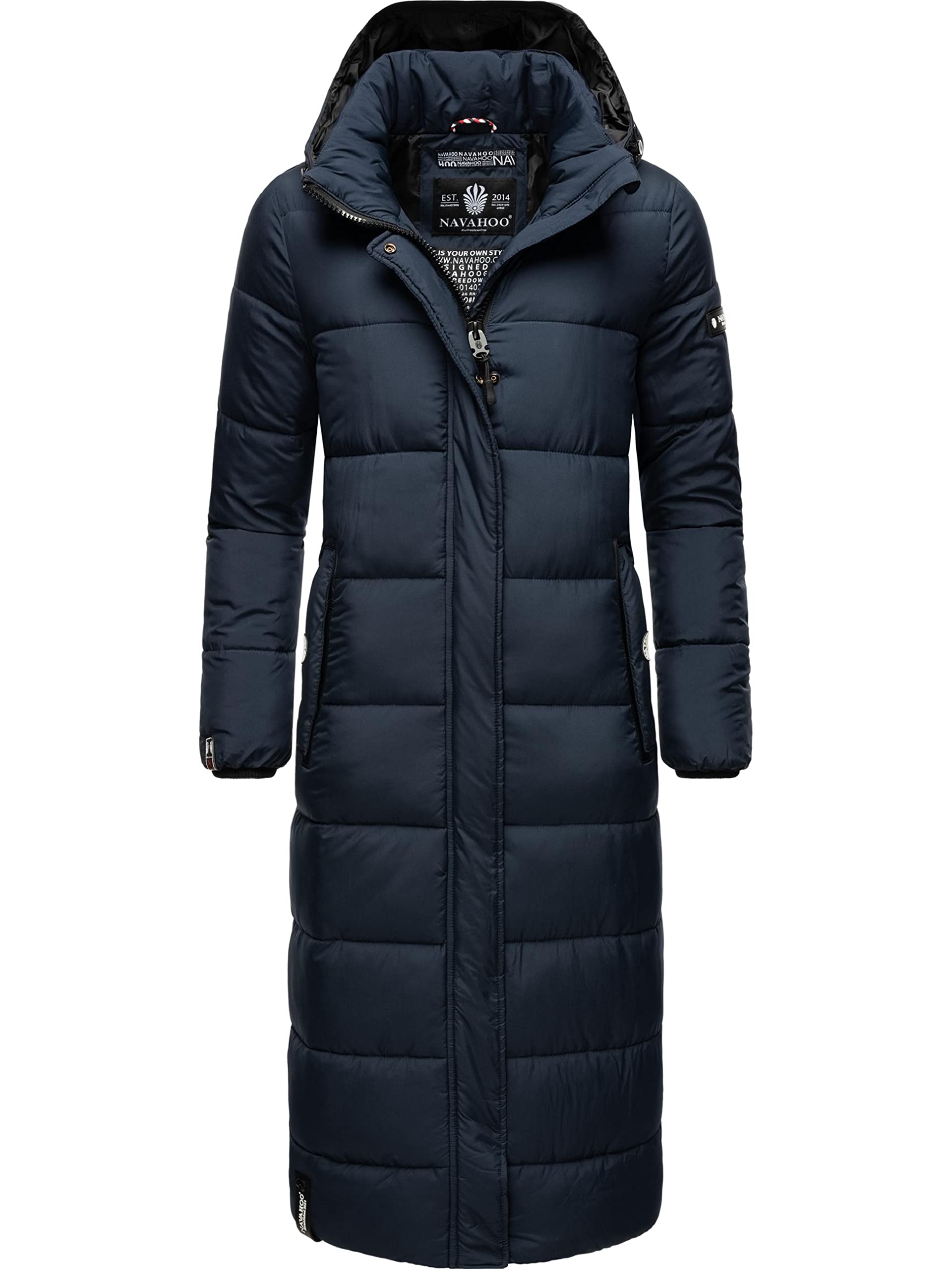 Navahoo Women's Navy Isalie Winter Coat, Warm, Quilted Coat, Long With Removable Hood, Xs - Xxl, M