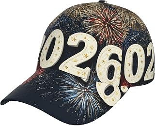 2026 Happy New Year 4 Print Baseball Cap Adjustable Dad Hat Classic Low Profile Polo Headwear for Men Women Running Golf Workouts All Seasons Black