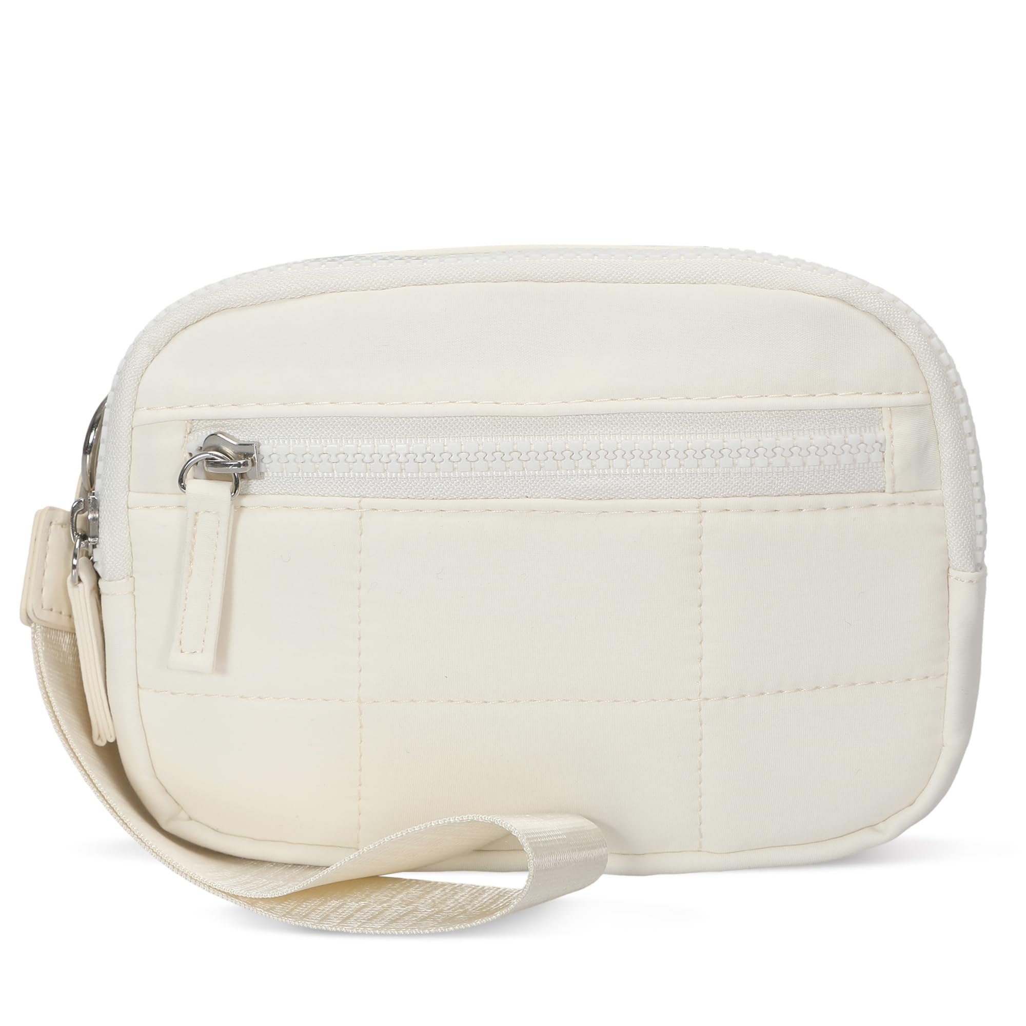 Hynes Eagle Wristlet Wallets for Women Nylon Quilted Puffer Wallet Purse with 3 Zip Pockets for Travel/Daily Beige