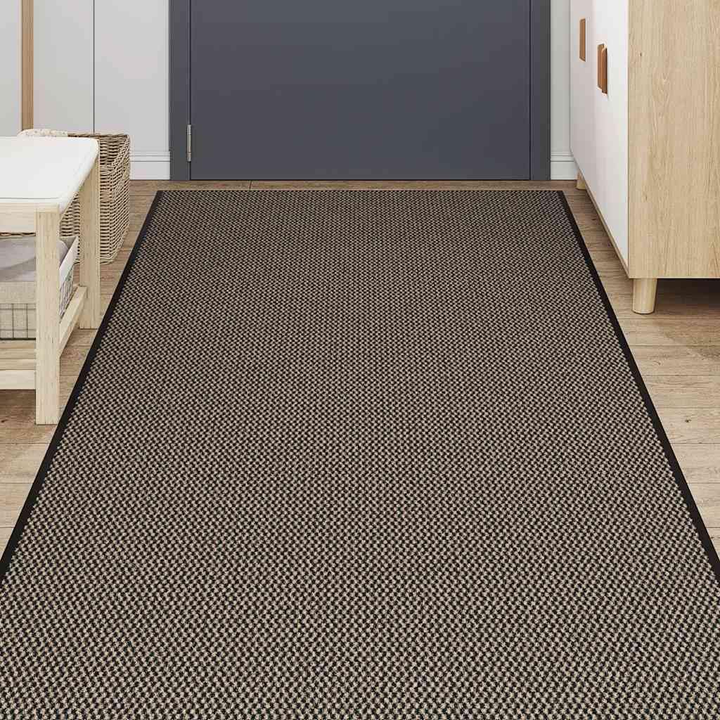 Zerbino marrone 115 x 500 cm, robusto polipropilene con fondo in PVC, tappetino antiscivolo per corridoio, terrazza coperta e ufficio