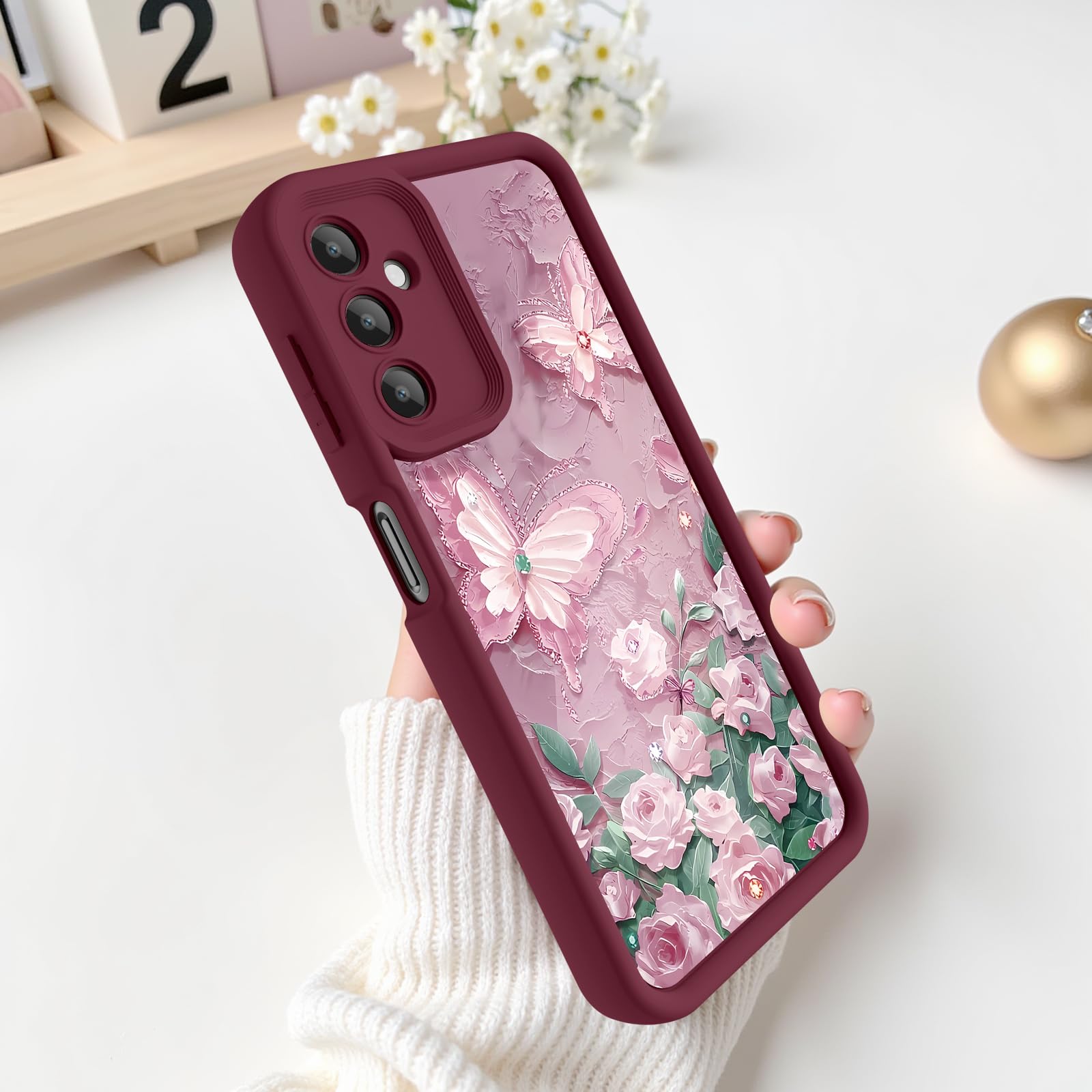 Etui do Samsung Galaxy A15 5G, kreatywny wzór motyla, dla dziewcząt i kobiet, miękki silikon, odporne na wstrząsy, odporne na zarysowania, etui do Galaxy A15 (3D, różany motyl)