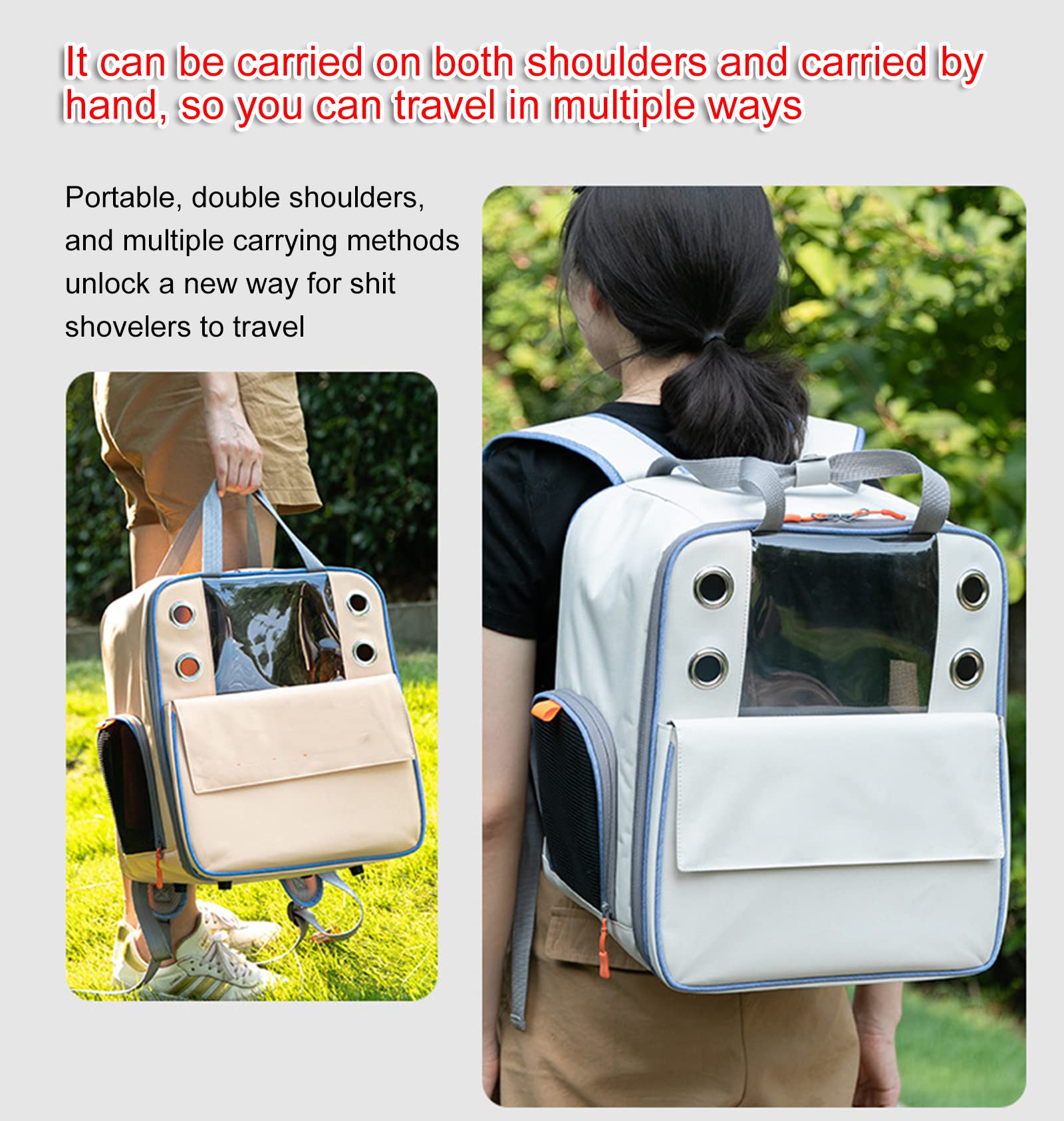 FAXIOAWA Cat Carrier Backpack, Foldable Pet Backpack Carrier for Cats and Small Dogs, Breathable Dog Carrier Backpack with Inner Safety Leash, Ideal for Hiking Traveling Outdoor Use