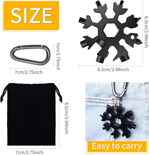 Miniatura 2 de Multiherramienta de copo de nieve, 5 piezas de acero inoxidable 18 en 1 multiherramienta estándar de copo de nieve, herramienta de copo de nieve con